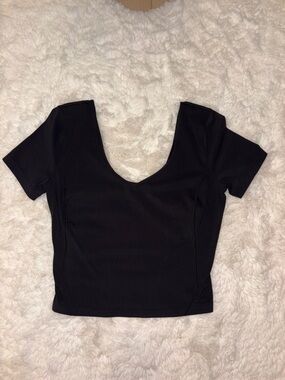 Lululemon Women's align Black Deep V Crop Top
